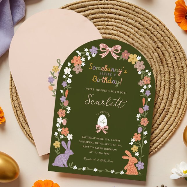 Floral Easter Bunny Somebunny’s Having a Birthday Invitation (Floral Easter Bunny Somebunny’s Having a Birthday Invitation)