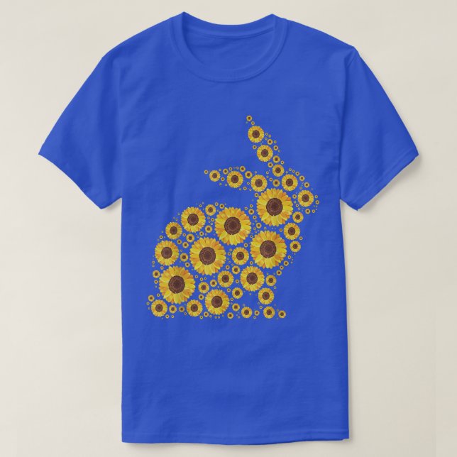 Floral Easter Bunny Women Girls Spring Sunflowers  T-Shirt (Design Front)