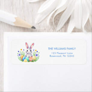 Floral Easter Egg Bunny Return Address