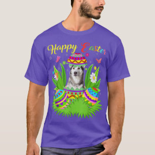 Floral Easter Egg Lover Funny Alaskan Malamute Dog T-Shirt