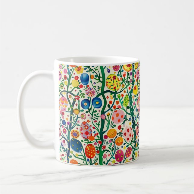 Floral Easter Egg Plant Coffee Mug (Left)