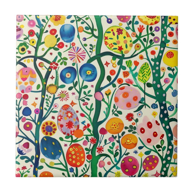 Floral Easter Egg Plant Tile (Front)