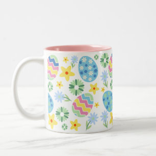 Floral Easter Egg Two-Tone Coffee Mug