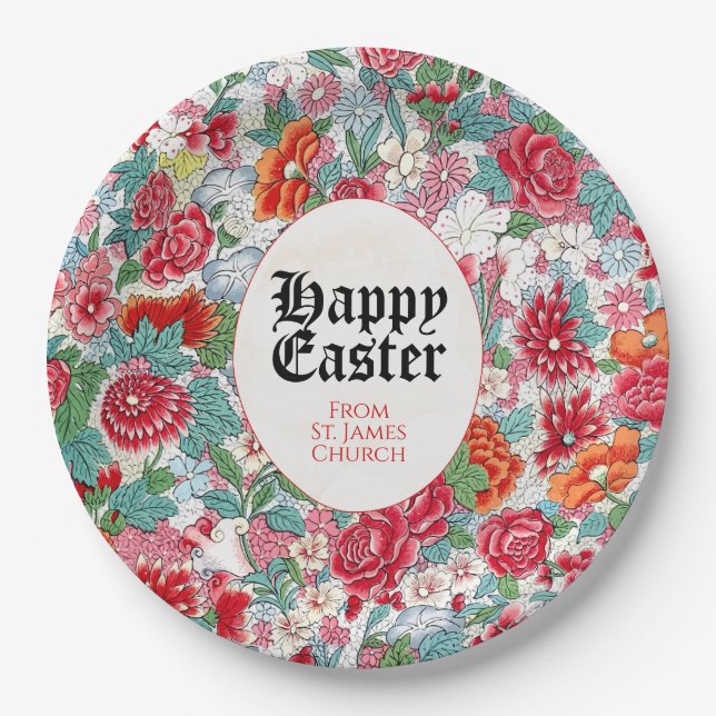 Floral Easter Event Paper Plates (Front)