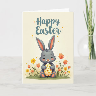 Floral Easter Joy Rabbit Card