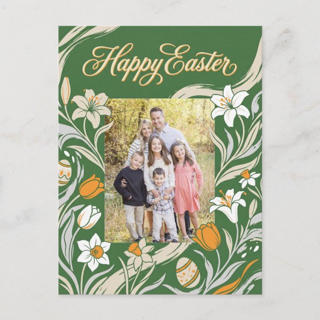 Floral Easter Photo Postcard - Personalized Botani (Front)
