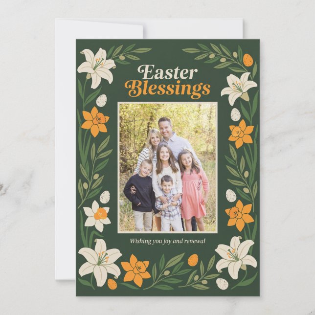 Floral Easter Photo Postcard - Personalized Botani (Front)