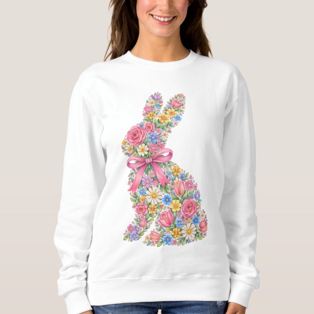 Floral Easter Rabbit  Sweatshirt (Front)