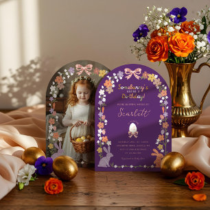 Floral Easter Somebunny’s Having a Birthday Photo Invitation