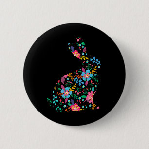 Floral Easter Women Girls Easter Bunny Spring Flow 6 Cm Round Badge