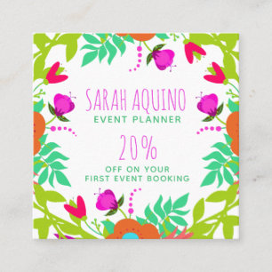 Floral Edged Blooms Garden Business Promotional Discount Card
