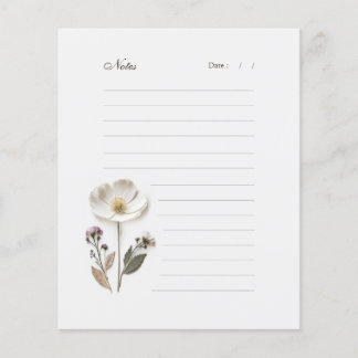Floral Editable Lined Note Paper
