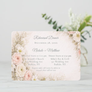 Floral Editorial Bouquet Rehearsal Dinner Invitation