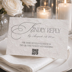Floral Editorial Wedding QR CODE RSVP Card