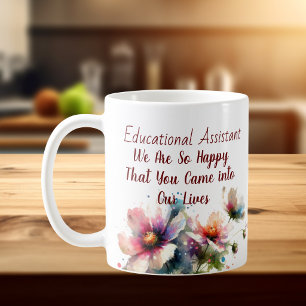 Floral Educational Assistant pink blue Personalise Coffee Mug