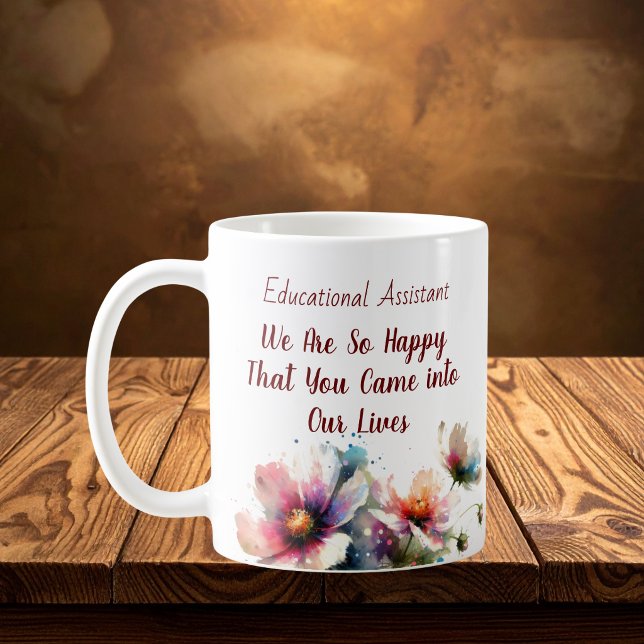  Floral Educational Assistant Pink  Personalise Coffee Mug (Creator Uploaded)