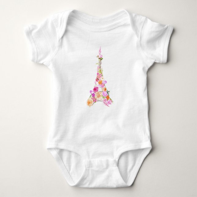 Floral eiffel tower baby bodysuit (Front)