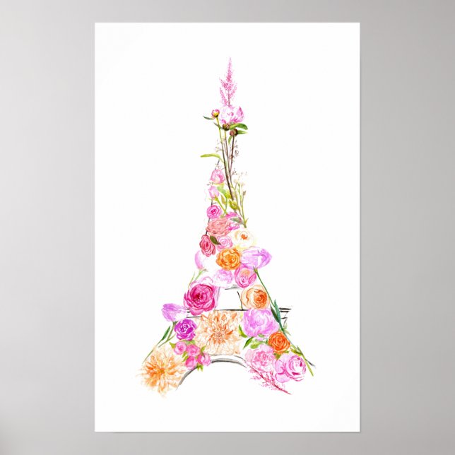 Floral eiffel tower poster (Front)