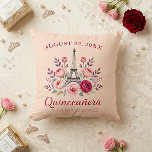 floral eiffel tower quinceanera  cushion