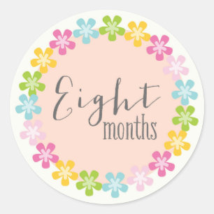 Floral Eight Months New Baby Age related Sticker