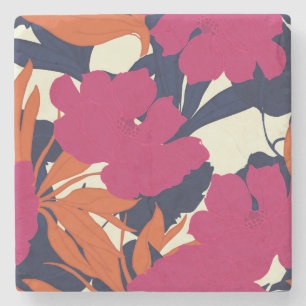 Floral elegance: abstract pattern stone coaster