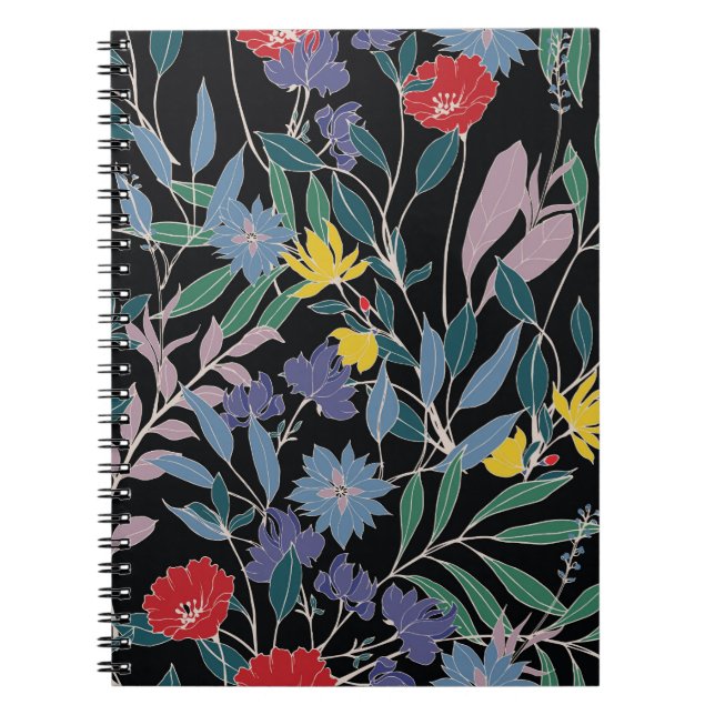 Floral Elegance: Abstract Vintage Background Notebook (Front)