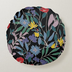 Floral Elegance: Abstract Vintage Background Round Cushion