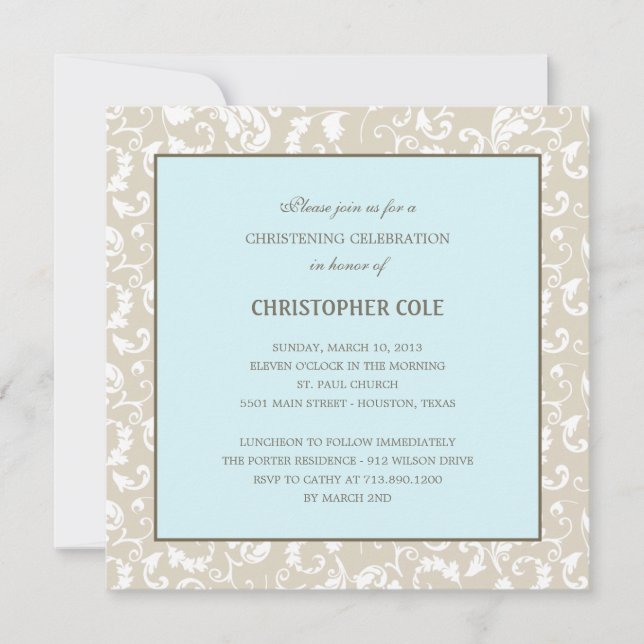 Floral Elegance Baptism/Christening Invitation (Front)