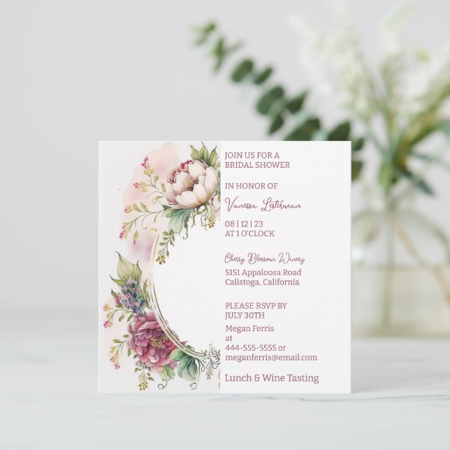 Floral Elegance Bridal Shower Invitation (Standing Front)