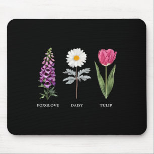 Floral Elegance Foxglove Daisy Tulip Design  Mouse Pad
