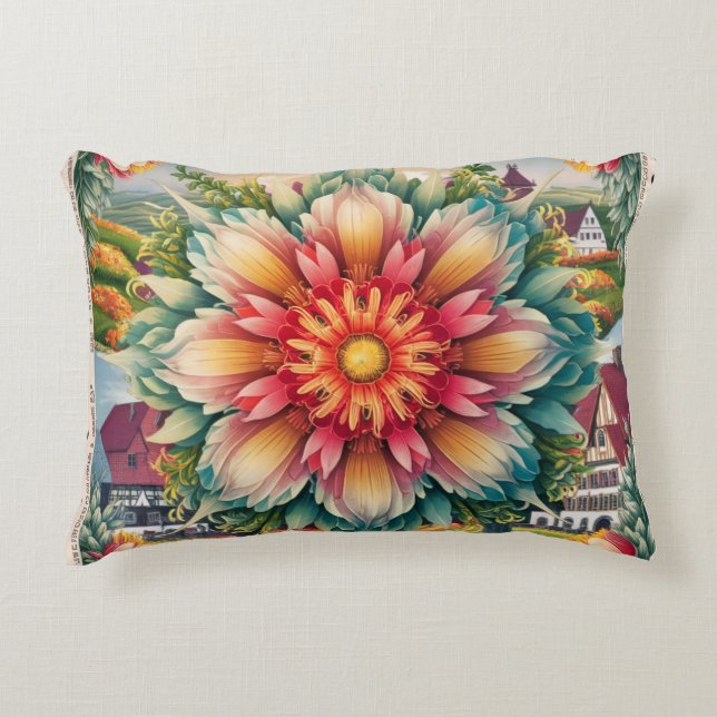 Floral Elegance: German Stamp Art Decorative Cushion (Front)
