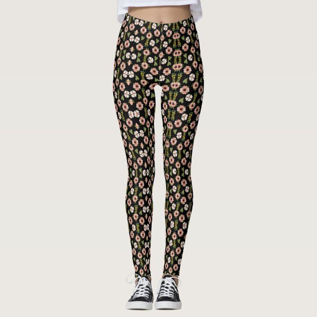 "Floral Elegance Leggings" Leggings (Front)