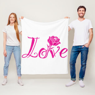Floral Elegance: Love Illustrated with Rose Fleece Blanket