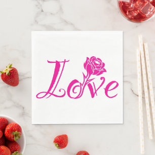Floral Elegance: Love Illustrated with Rose Napkin