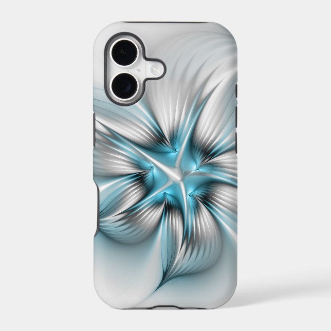 Floral Elegance Modern Abstract Blue Fractal Art (Back)