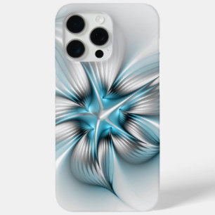 Floral Elegance Modern Abstract Blue Fractal Art iPhone 15 Pro Max Case