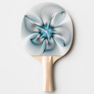 Floral Elegance Modern Abstract Blue Fractal Art Ping Pong Paddle
