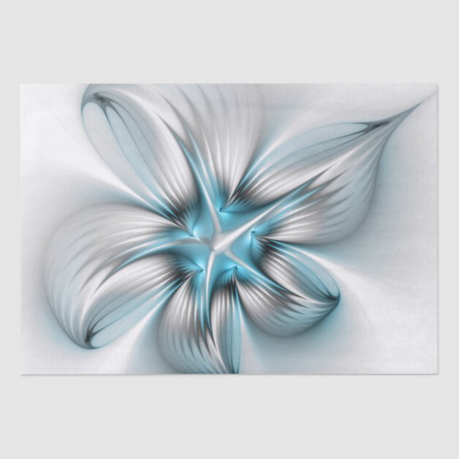 Floral Elegance Modern Abstract Blue Fractal Art Tissue Paper (Front)