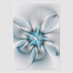 Floral Elegance Modern Abstract Blue Fractal Art Tissue Paper
