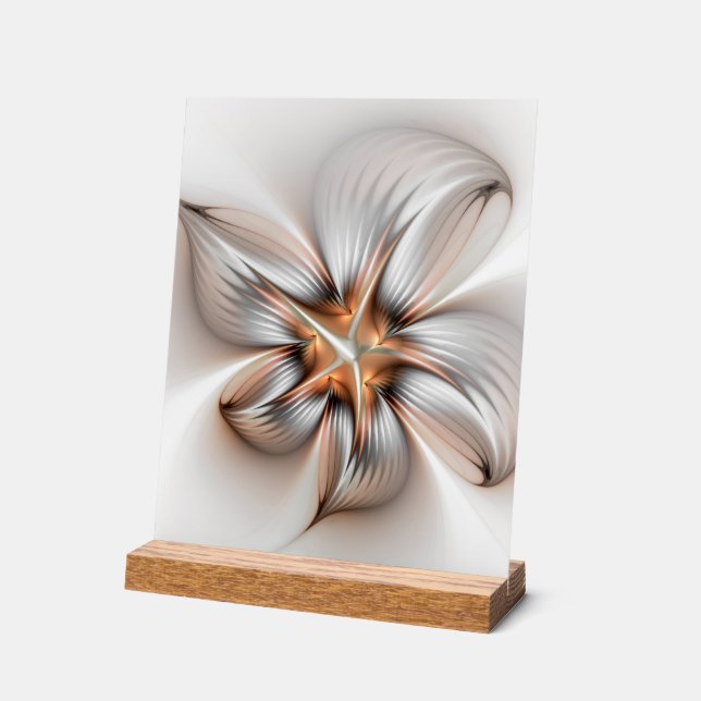 Floral Elegance Modern Abstract Fractal Art Acrylic Sign (Angle)
