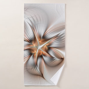 Floral Elegance Modern Abstract Fractal Art Bath Towel