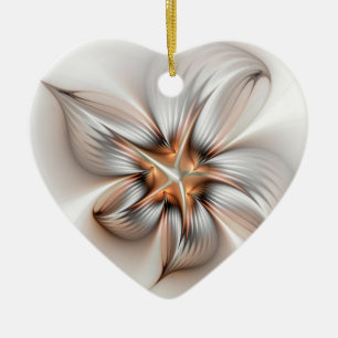Floral Elegance Modern Abstract Fractal Art Ceramic Tree Decoration