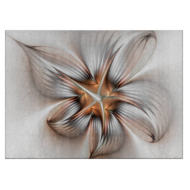 Floral Elegance Modern Abstract Fractal Art Cutting Board (Front)