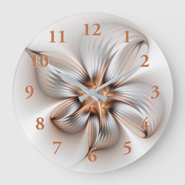 Floral Elegance Modern Abstract Fractal Art Large Clock (Front)