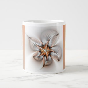 Floral Elegance Modern Abstract Fractal Art Large Coffee Mug