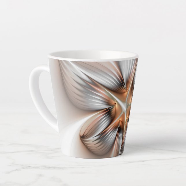 Floral Elegance Modern Abstract Fractal Art Latte Mug (Left Angle)