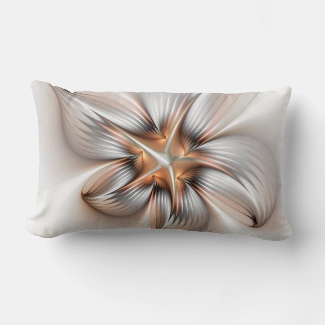 Floral Elegance Modern Abstract Fractal Art Lumbar Cushion (Front)