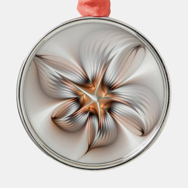 Floral Elegance Modern Abstract Fractal Art Metal Tree Decoration (Front)