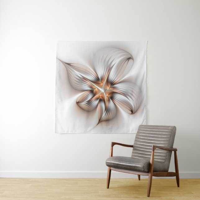 Floral Elegance Modern Abstract Fractal Art Tapestry (In Situ)