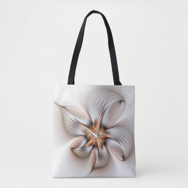 Floral Elegance Modern Abstract Fractal Art Tote Bag (Front)